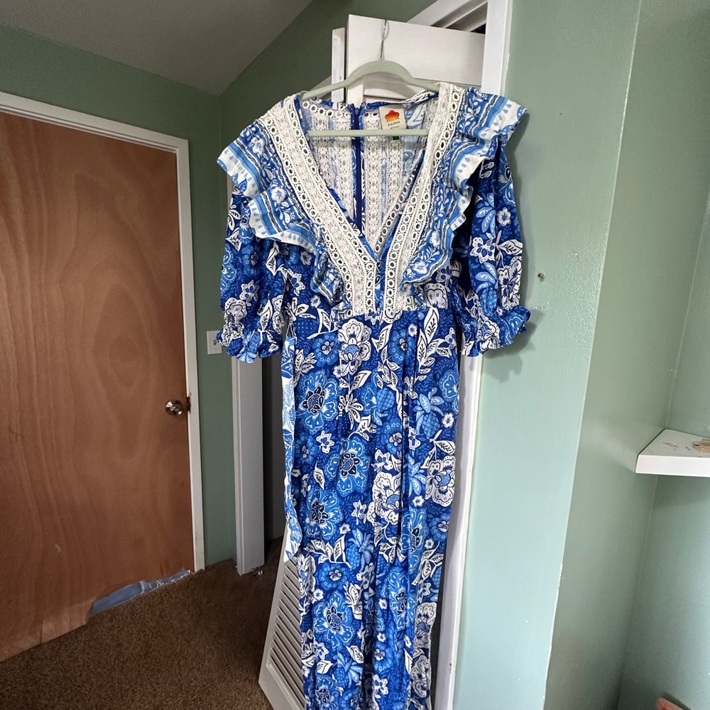 Floral Blue and White farm rio jumper